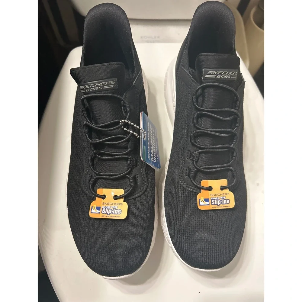 Skechers BOBS Sport Squishmates Slip Ins Women's Black Knit Sneakers Shoes. Sz10 - Picture 1 of 7